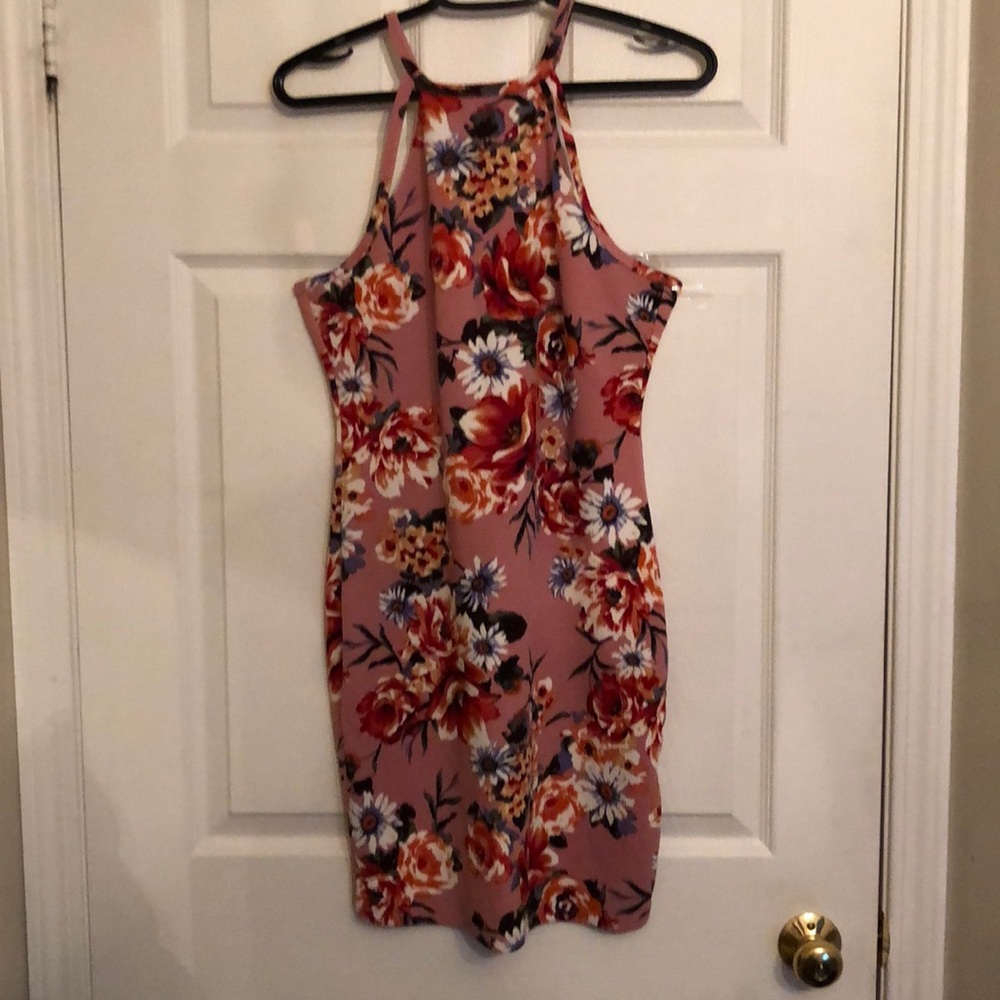 floral halter neck dress